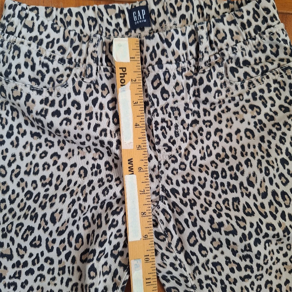GAP Leopard Print Jeans Animal Stretchy Straight Pull On Elastic Cotton Kids 14